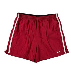 Vintage Y2K Nike Silver Tag Mens Nylon Running Shorts - Red White Stripe - Large
